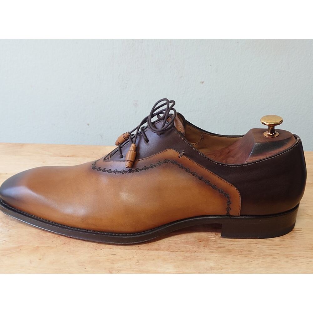 Mezlan Manet Mens Burnished Beige Leather Wholecut Dress Shoe Oxfords Size 12M - Picture 3 of 10